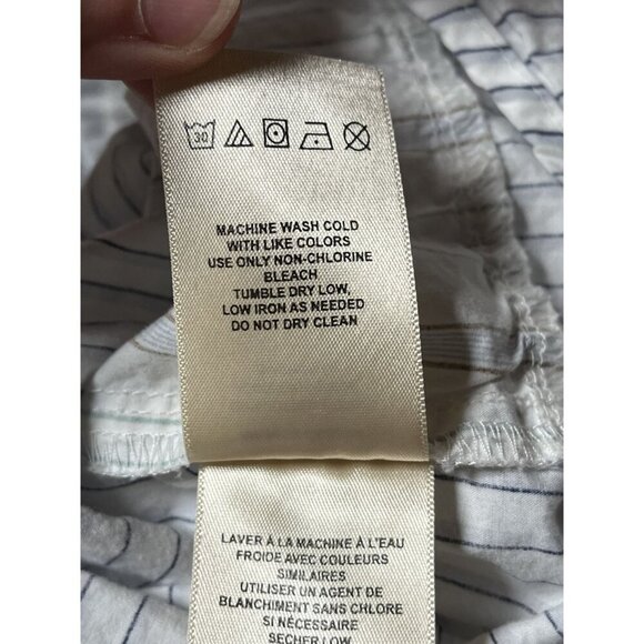 Anthropologie Holding Horses Patchwork Poplin Buttondown Peasant Blouse Stripes - Picture 9 of 10